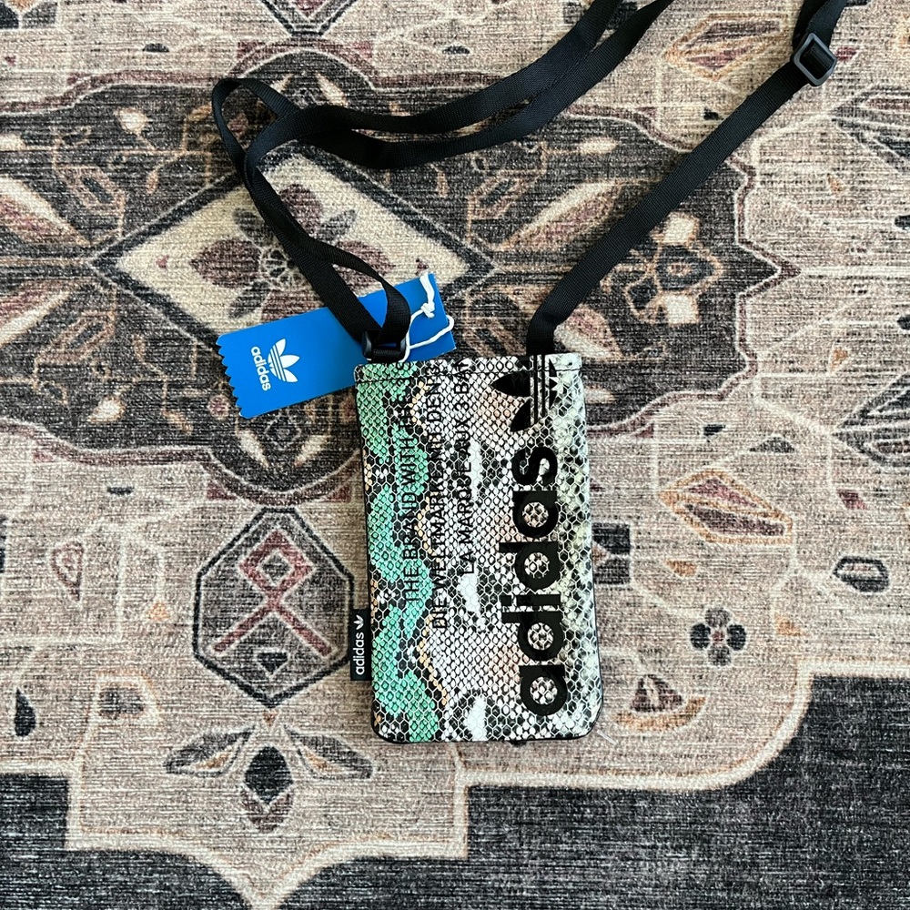 Adidas Snakeskin Pattern Pouch with Black and Green Accents